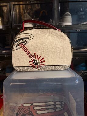 COACH Red Leather Strap with Mickey Mouse Charm